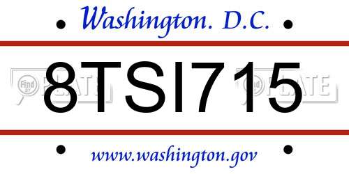 8TSI715 District Of Columbia License Plate