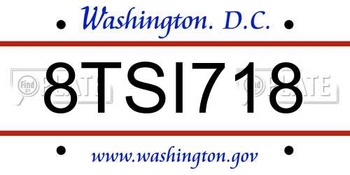 8TSI718 District Of Columbia License Plate