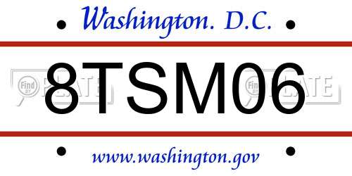 8TSM06 District Of Columbia License Plate