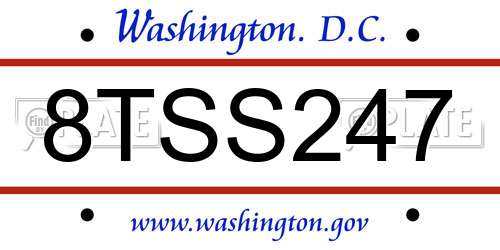 8TSS247 District Of Columbia License Plate