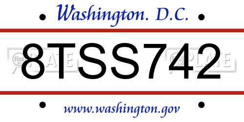 8TSS742 District Of Columbia License Plate