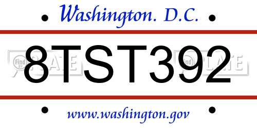 8TST392 District Of Columbia License Plate