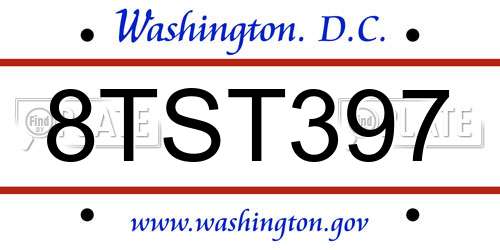 8TST397 District Of Columbia License Plate