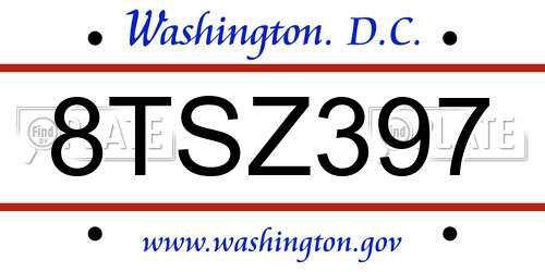 8TSZ397 District Of Columbia License Plate