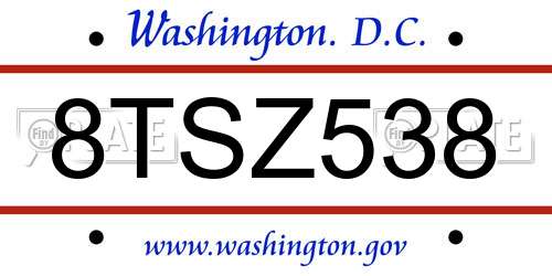 8TSZ538 District Of Columbia License Plate