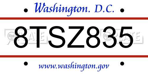 8TSZ835 District Of Columbia License Plate