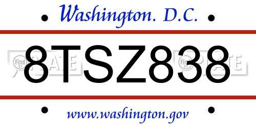 8TSZ838 District Of Columbia License Plate
