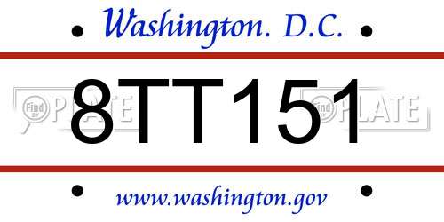 8TT151 District Of Columbia License Plate