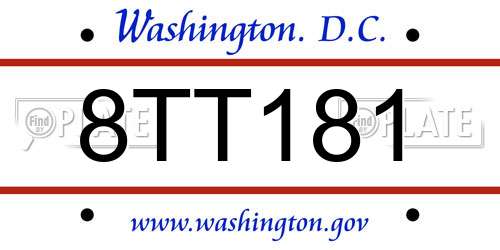 8TT181 District Of Columbia License Plate