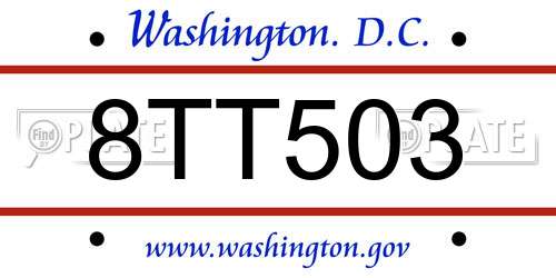 8TT503 District Of Columbia License Plate