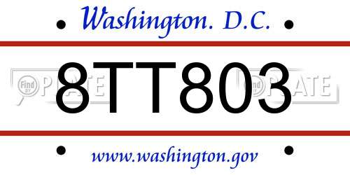 8TT803 District Of Columbia License Plate