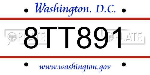 8TT891 District Of Columbia License Plate