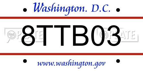 8TTB03 District Of Columbia License Plate