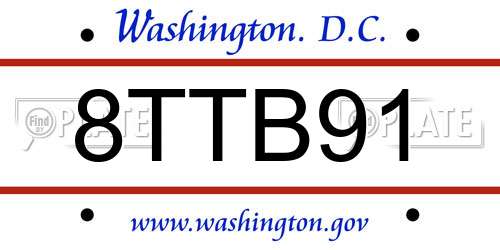 8TTB91 District Of Columbia License Plate
