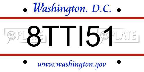 8TTI51 District Of Columbia License Plate