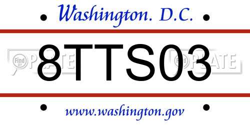 8TTS03 District Of Columbia License Plate