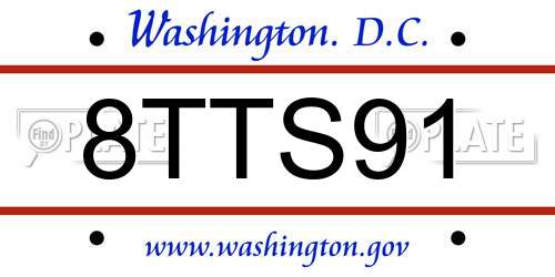 8TTS91 District Of Columbia License Plate