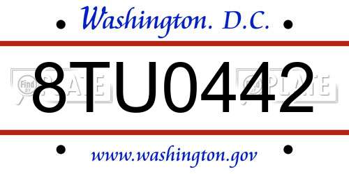 8TU0442 District Of Columbia License Plate