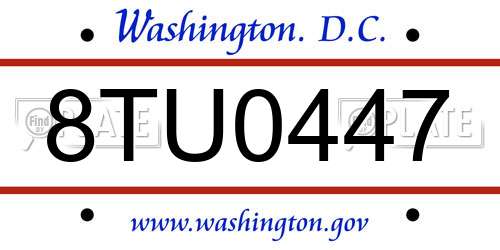 8TU0447 District Of Columbia License Plate