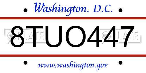 8TUO447 District Of Columbia License Plate