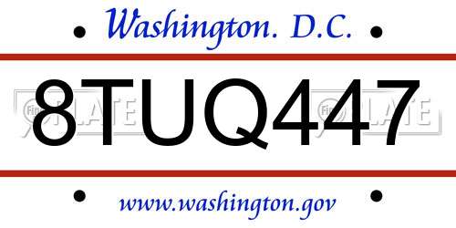 8TUQ447 District Of Columbia License Plate