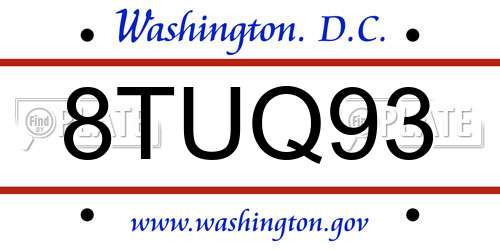 8TUQ93 District Of Columbia License Plate