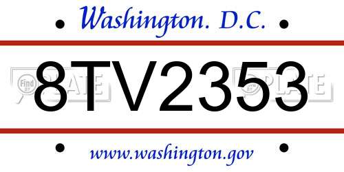 8TV2353 District Of Columbia License Plate