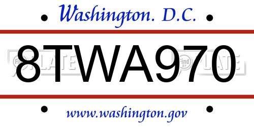 8TWA970 District Of Columbia License Plate
