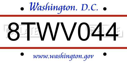 8TWV044 District Of Columbia License Plate
