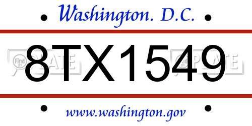8TX1549 District Of Columbia License Plate