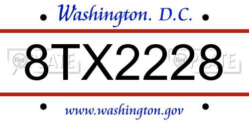 8TX2228 District Of Columbia License Plate