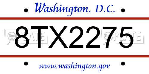 8TX2275 District Of Columbia License Plate
