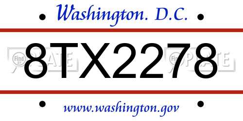 8TX2278 District Of Columbia License Plate