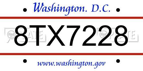 8TX7228 District Of Columbia License Plate