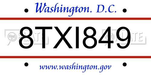 8TXI849 District Of Columbia License Plate