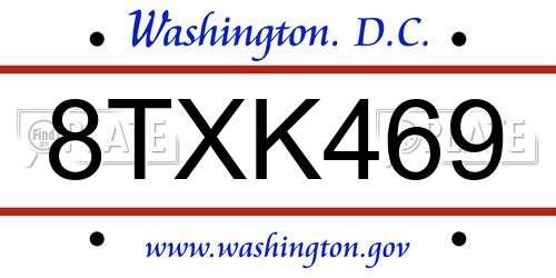 8TXK469 District Of Columbia License Plate