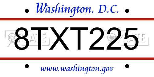 8TXT225 District Of Columbia License Plate
