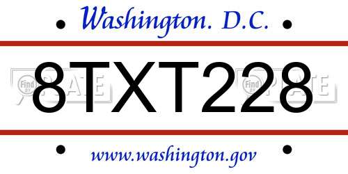8TXT228 District Of Columbia License Plate