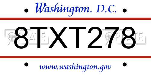 8TXT278 District Of Columbia License Plate