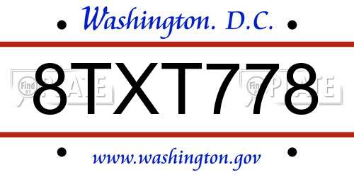8TXT778 District Of Columbia License Plate