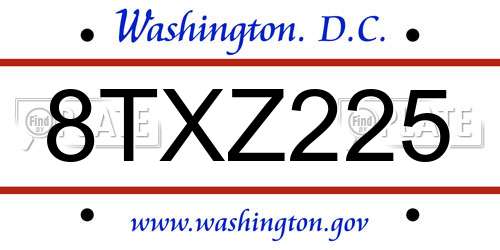 8TXZ225 District Of Columbia License Plate