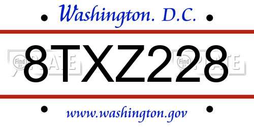 8TXZ228 District Of Columbia License Plate
