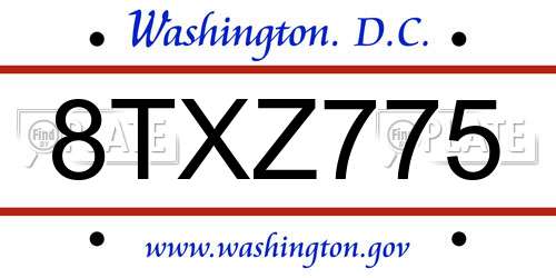 8TXZ775 District Of Columbia License Plate