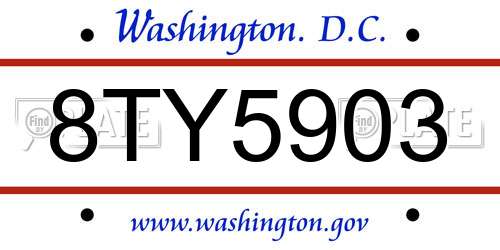 8TY5903 District Of Columbia License Plate