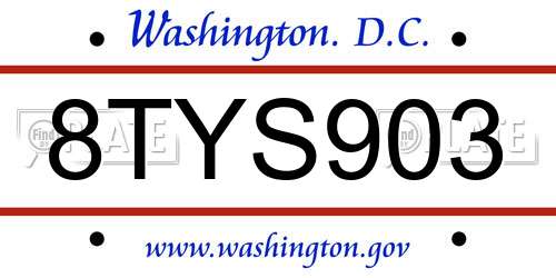 8TYS903 District Of Columbia License Plate