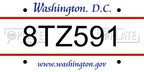 8TZ591 District Of Columbia License Plate