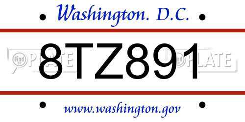8TZ891 District Of Columbia License Plate