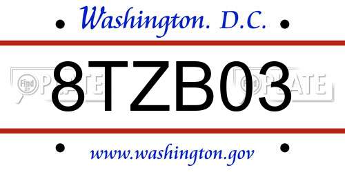 8TZB03 District Of Columbia License Plate