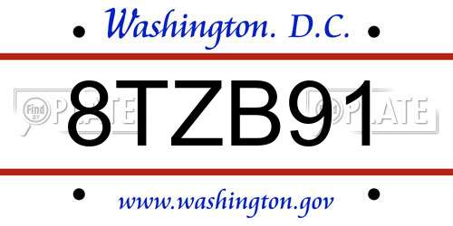 8TZB91 District Of Columbia License Plate