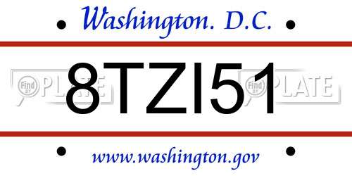 8TZI51 District Of Columbia License Plate
